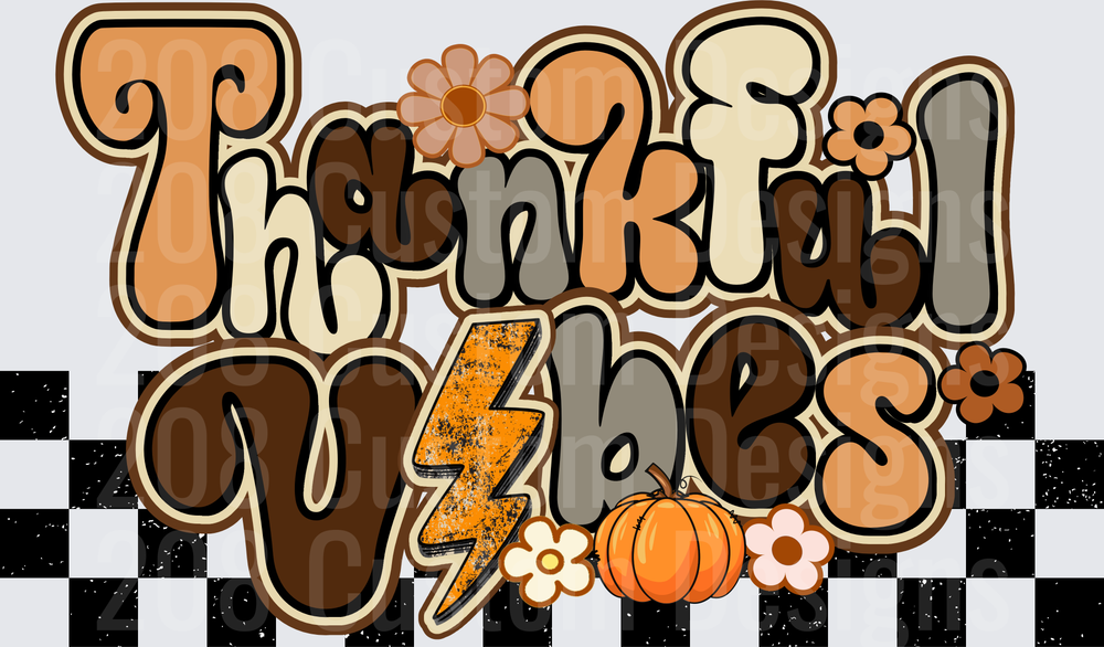 Thankful Vibes Retro Groovy Thanksgiving Fall