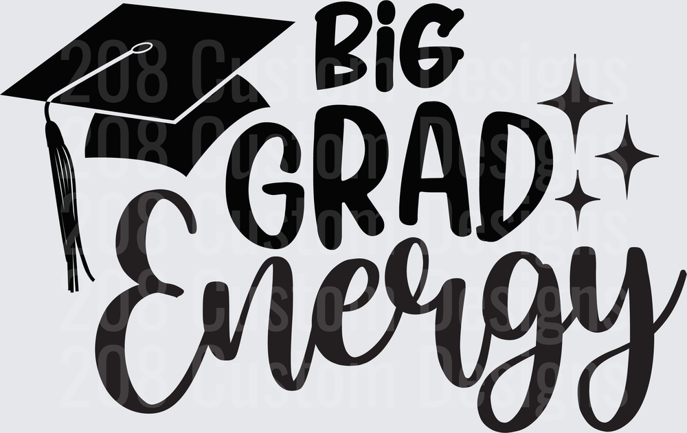 Big Grad Energy Graduation Cap with Sparkles
