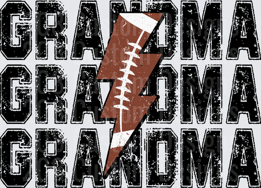 Grandma Football Lightning Bolt Grunge Repeat Stack