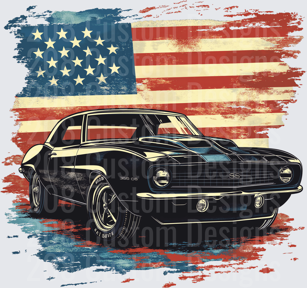 1969 Chevrolet Camaro SS 396 with Distressed American Flag