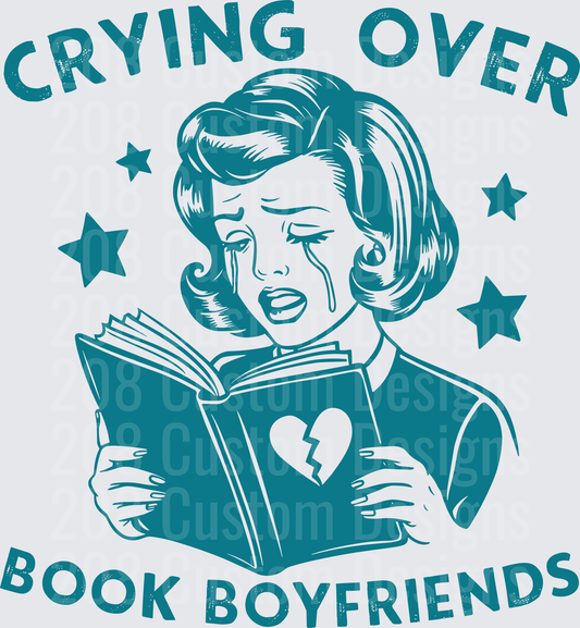 Crying Over Book Boyfriends Vintage Woman Reading Romance Novel