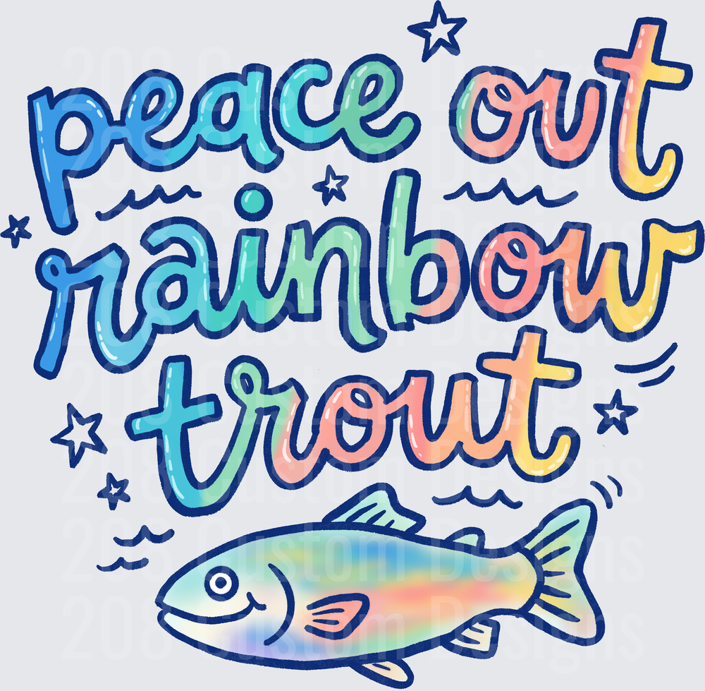 Peace Out Rainbow Trout Colorful Fish Design