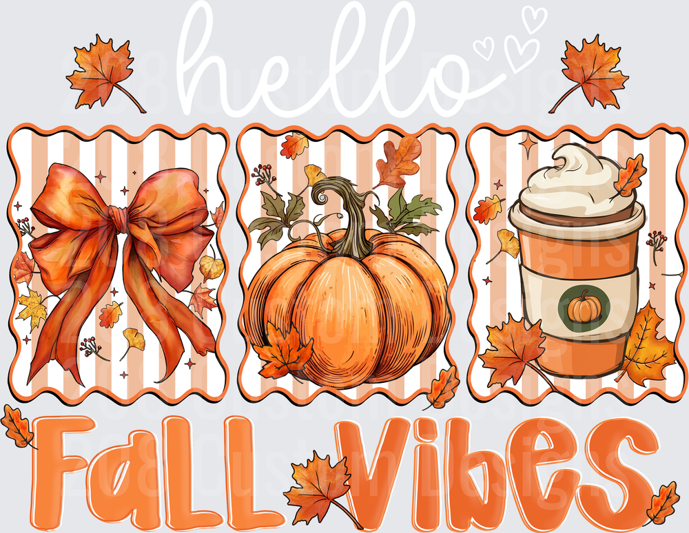 Fall Vibes Orange Bow Pumpkin Pumpkin Spice Latte Autumn Design