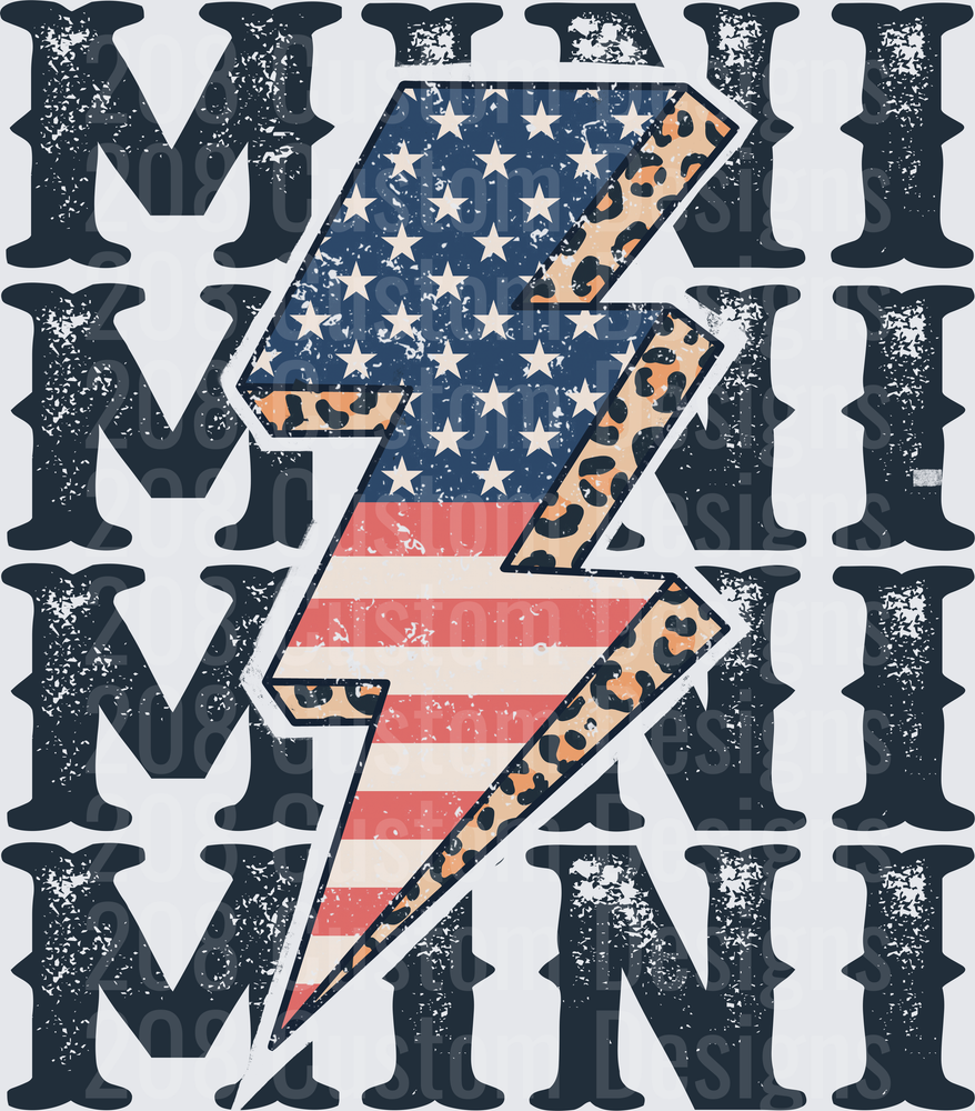 Mama Lightning Bolt American Flag Leopard Print Distressed