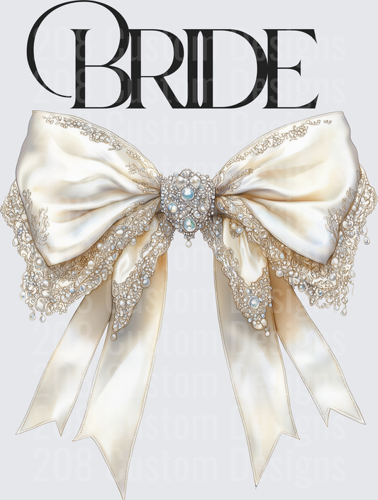 Bride with Elegant Pearl and Lace Bow Design