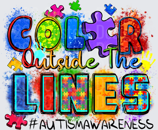 Color Outside The Lines Autism Awareness Puzzle Piece Design
