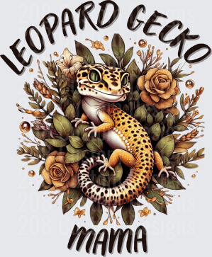 Leopard Gecko Mama with Floral Wreath Design
