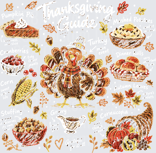 Thanksgiving Turkey Pilgrim Hat Feast Cornucopia Fall Leaves