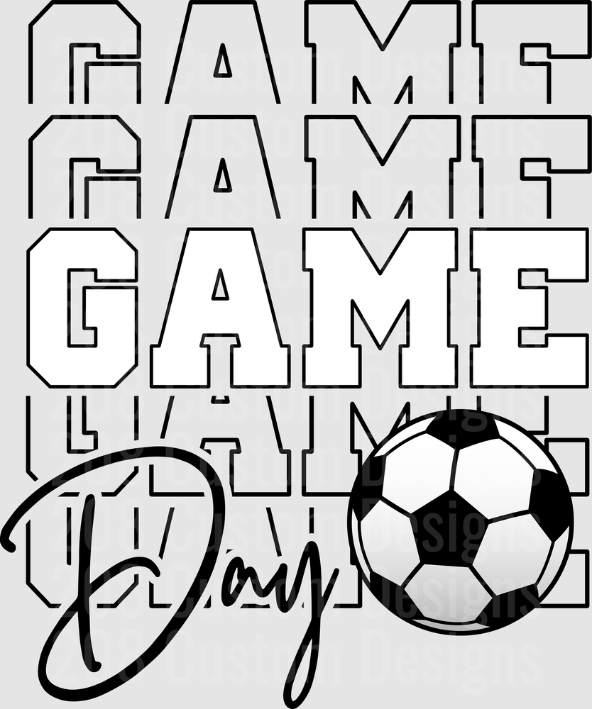 Game Day Soccer Ball Repeat Stacked Text Design