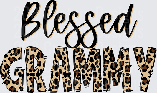 Blessed Grammy Leopard Print Typography Design