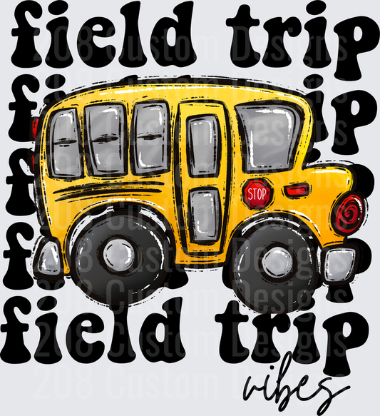 Field Trip Vibes Yellow School Bus Retro Bold Text Design