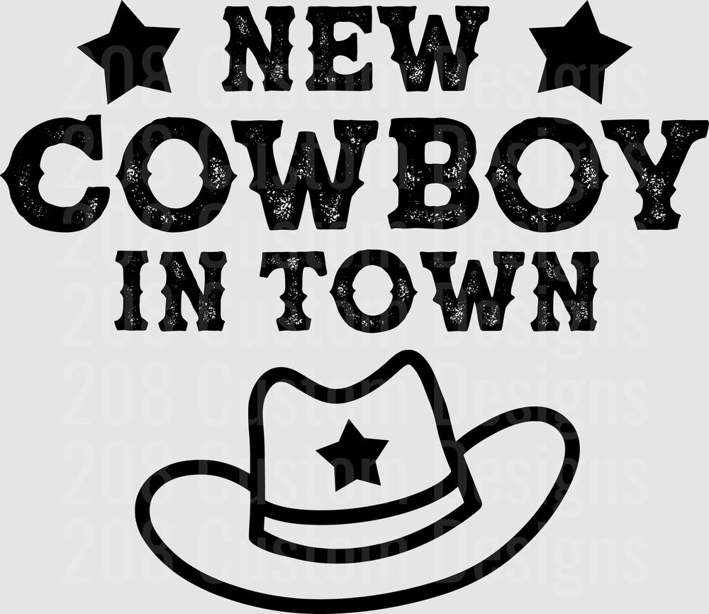 New Cowboy In Town Western Hat Design with Stars