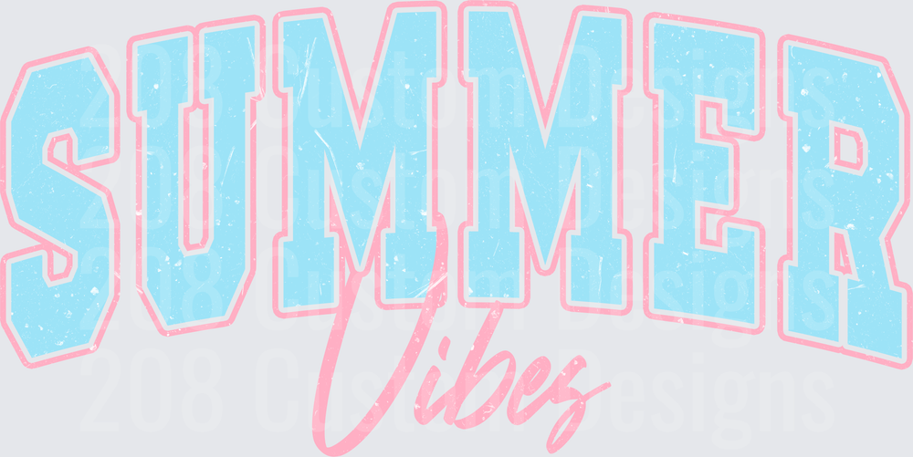 Summer Vibes Blue and Pink Retro Typography