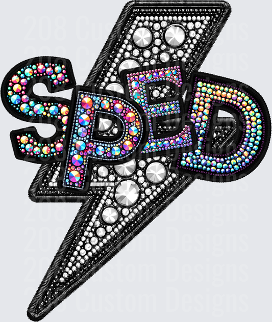 SPED Lightning Bolt Rhinestone