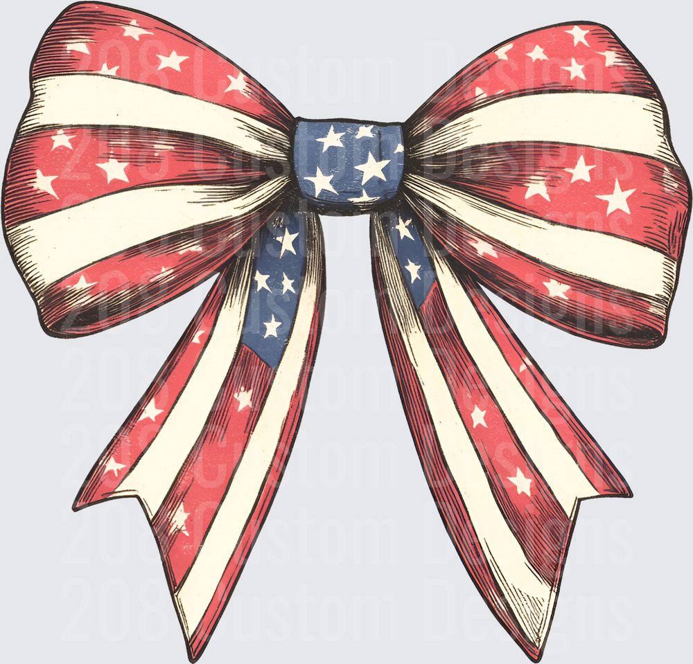 Patriotic American Flag Bow with Stars and Stripes