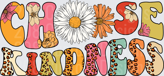 Choose Kindness Floral Leopard Print Letters with Daisy