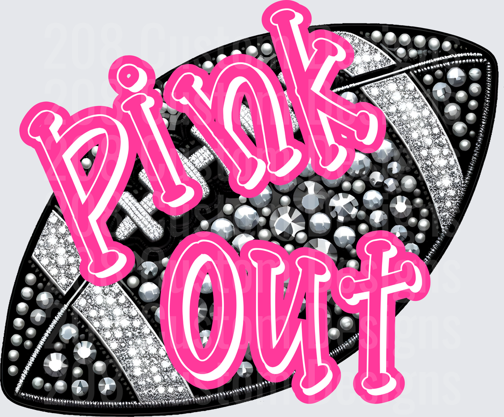 Pink Out Rhinestone Volleyball Design