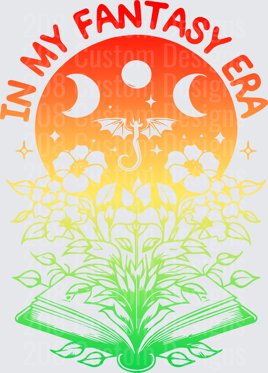 In My Fantasy Era Dragon Moon Phases Floral Book Design