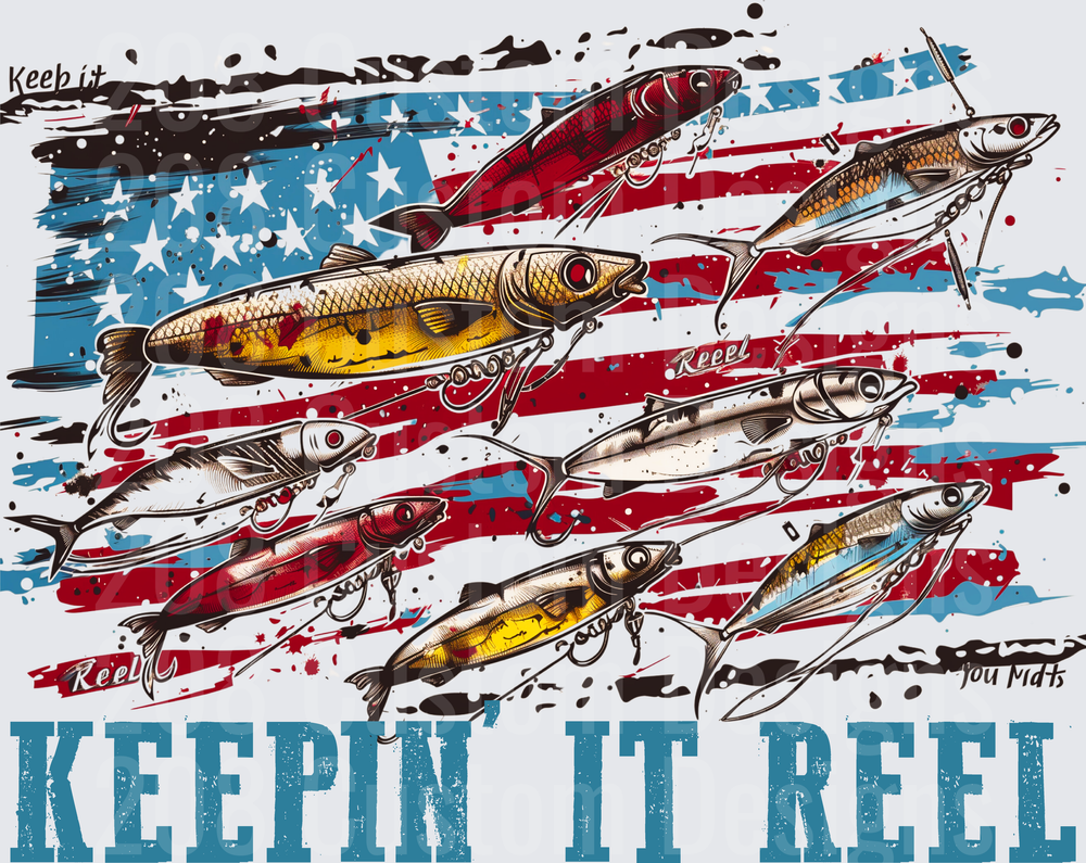 Keepin It Reel Fishing Lures American Flag Patriotic