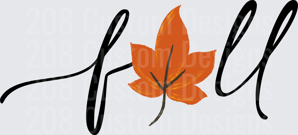 Fall Script Font with Orange Autumn Leaf