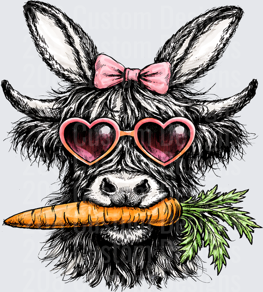 Cute Donkey with Pink Bow Heart Sunglasses Holding Carrot