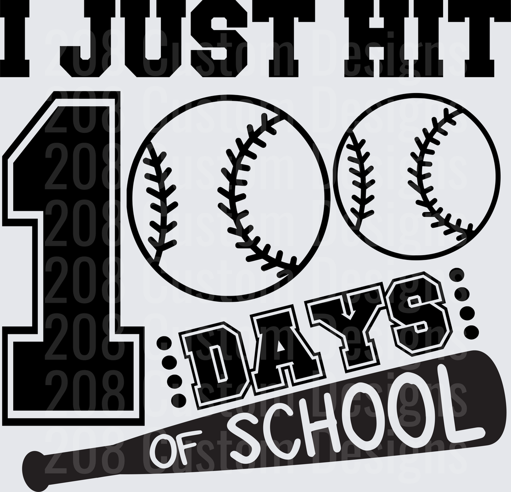 I Just Hit 100 Days of School Baseball Bat and Balls