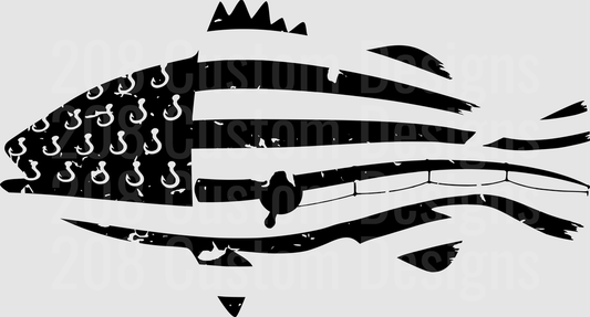 Distressed American Flag Fish Hook Pattern Design
