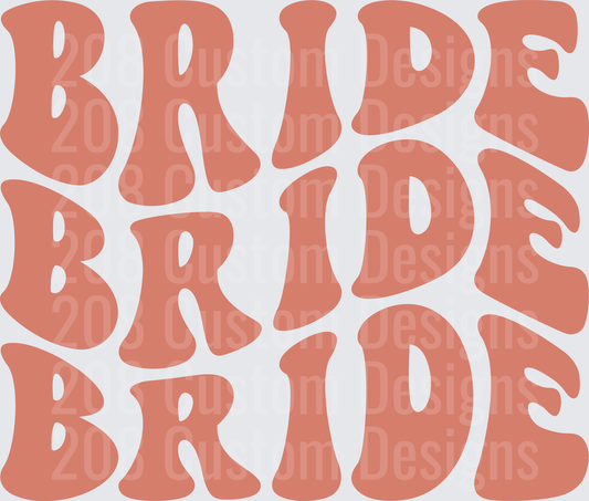 Retro Groovy Bride Typography in Coral Pink Bubble Letters