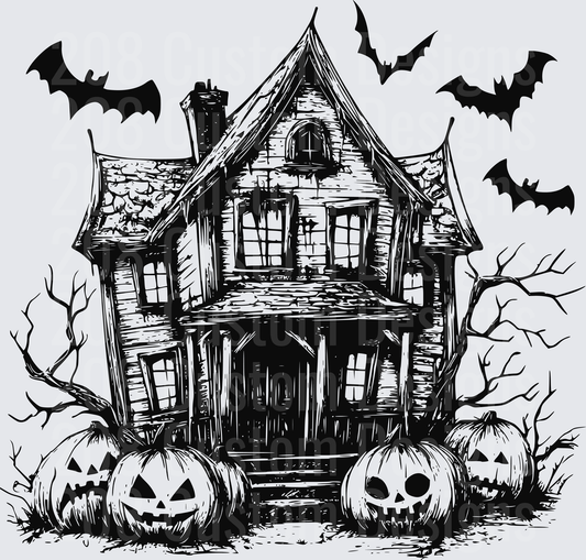 Haunted House Jack-o-Lanterns Bats