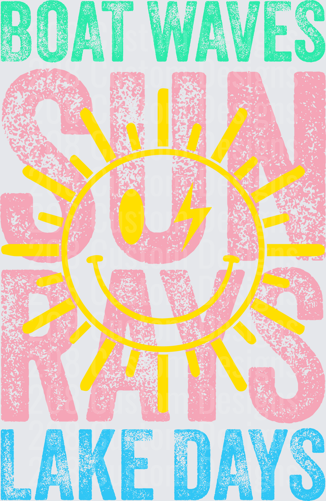 Boat Waves Sun Rays Lake Days Vintage Distressed Text Design