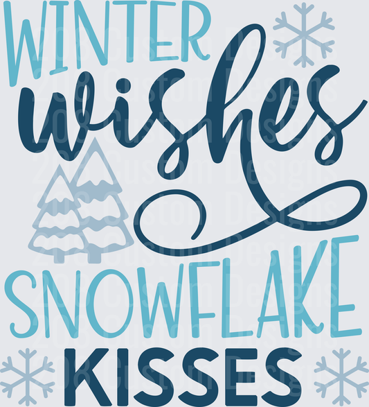 Winter Wishes Snowflake Kisses Holiday Typography Design