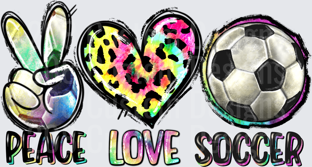 Peace Love Soccer Tie Dye Leopard