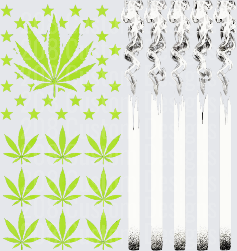 Cannabis Leaf Stars and Smoke Pattern Design Bundle