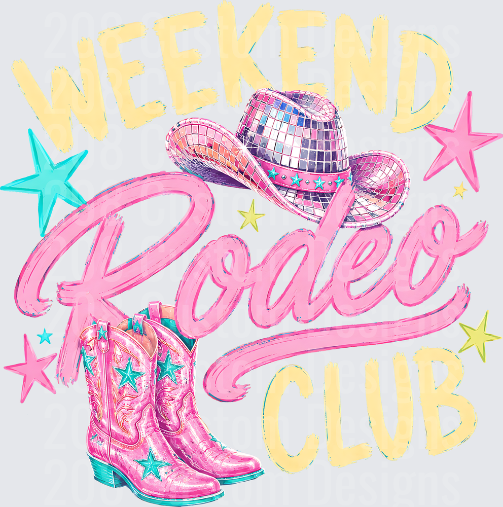 Weekend Rodeo Club Disco Cowboy Hat Pink Boots Stars