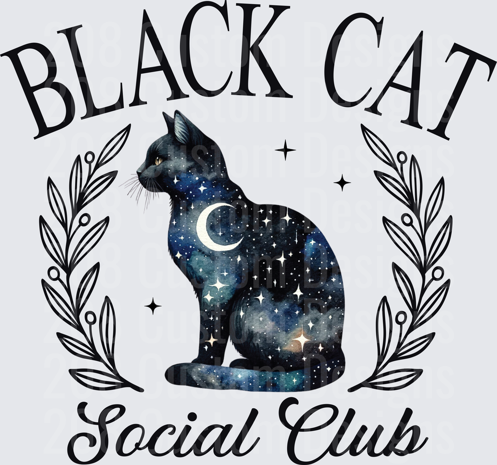 Black Cat Social Club Galaxy Moon Stars