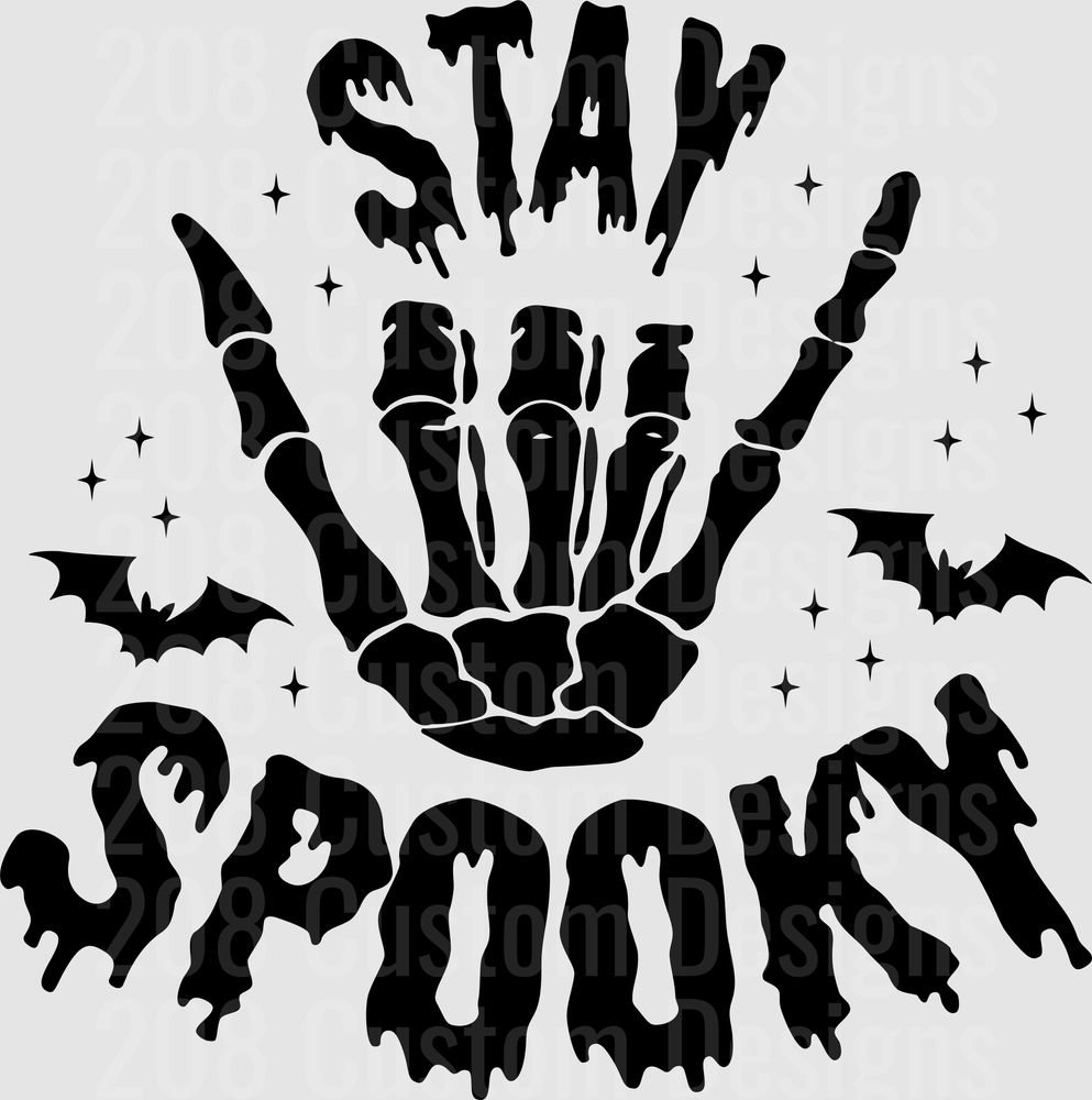 Stay Spooky Skeleton Rock Hand Bats Drip Halloween