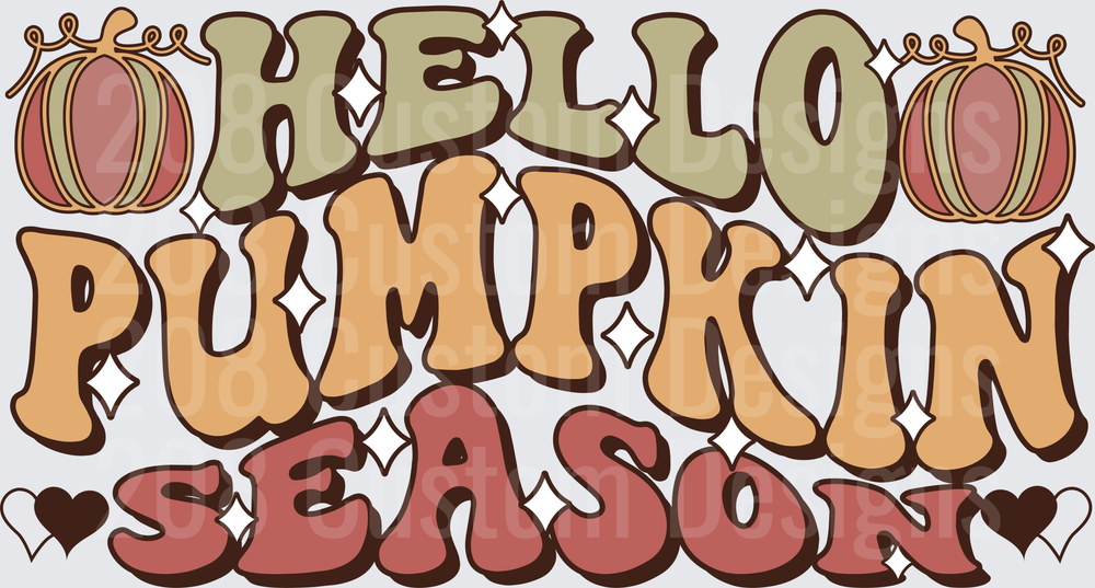 Hello Pumpkin Season Fall Autumn Typography with Pumpkins