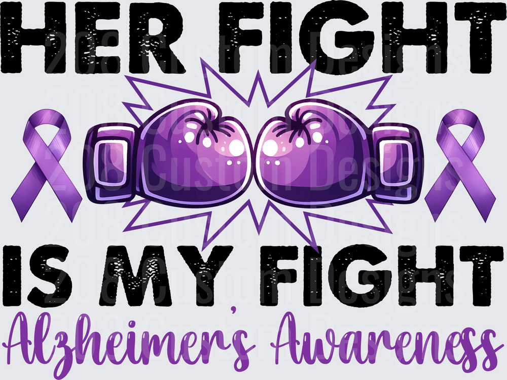 Her Fight Is My Fight Alzheimers Awareness Purple Boxing Gloves