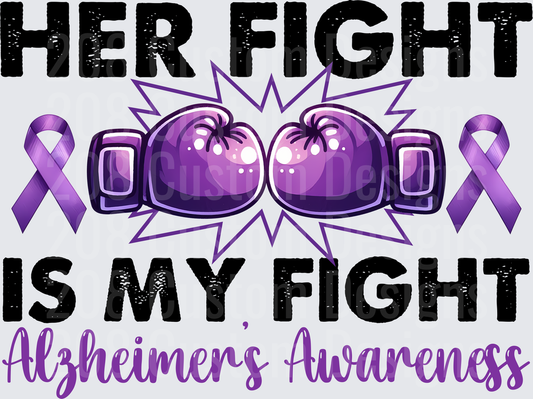 Her Fight Is My Fight Alzheimers Awareness Purple Boxing Gloves