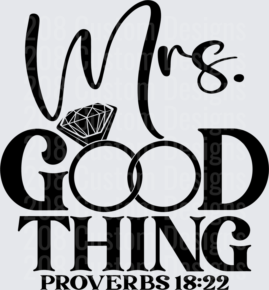 Mrs Good Thing Diamond Ring Proverbs 18:22 Bible Verse