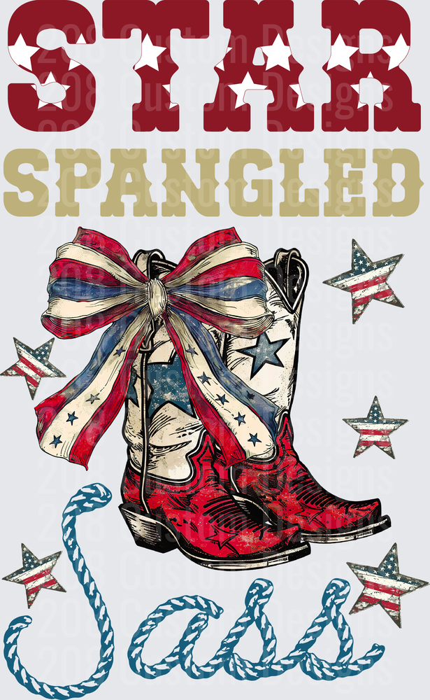 Star Spangled Sass Patriotic Cowboy Boots with American Flag Bow