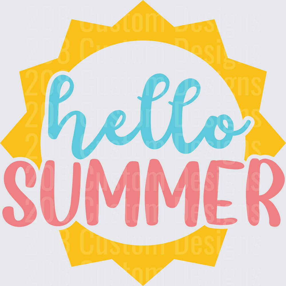 Hello Summer Sun Typography Design
