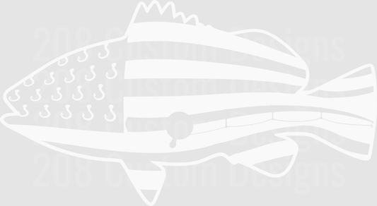 Distressed American Flag Fish Hook Pattern Design