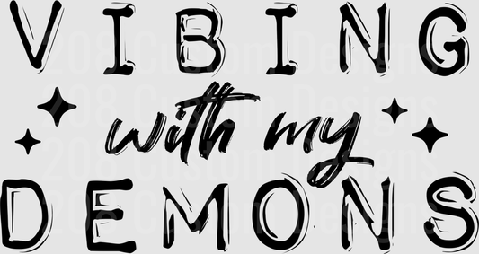 Vibing With My Demons Typography Design with Stars