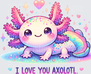 I Love You Axolotl Kawaii Rainbow Axolotl with Hearts