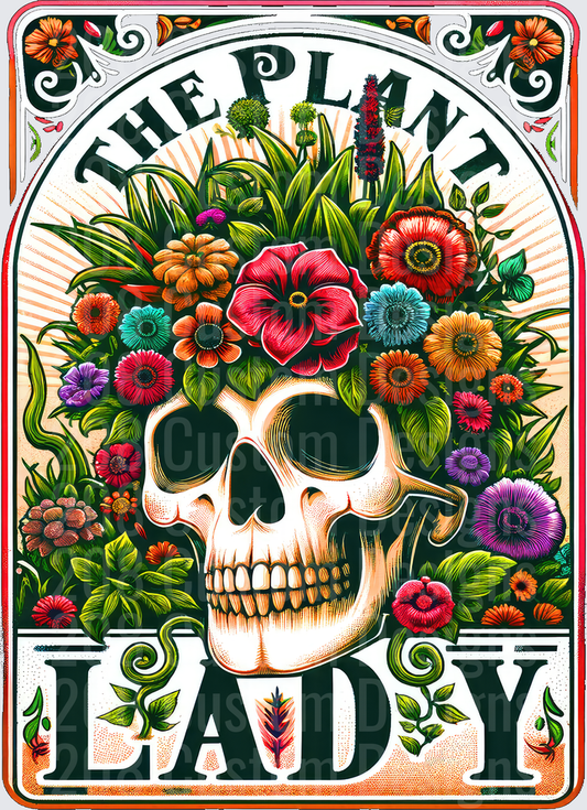 The Plant Lady Skull with Colorful Flowers Crown