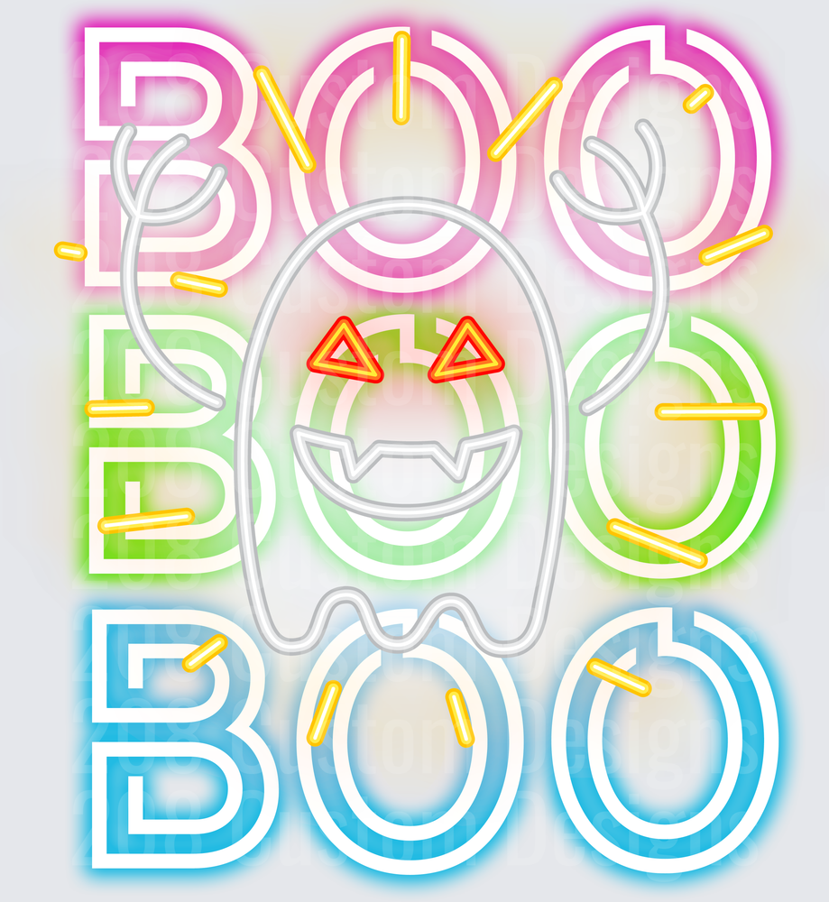 Neon Glow Halloween Ghost BOO BOO BOO