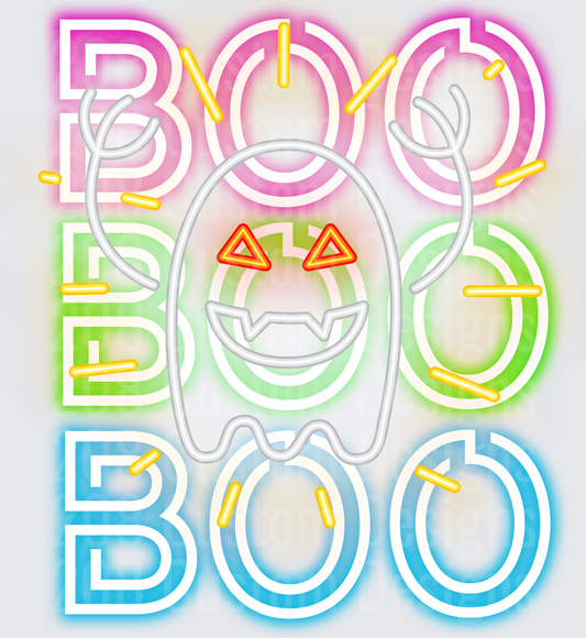 Neon Glow Halloween Ghost BOO BOO BOO