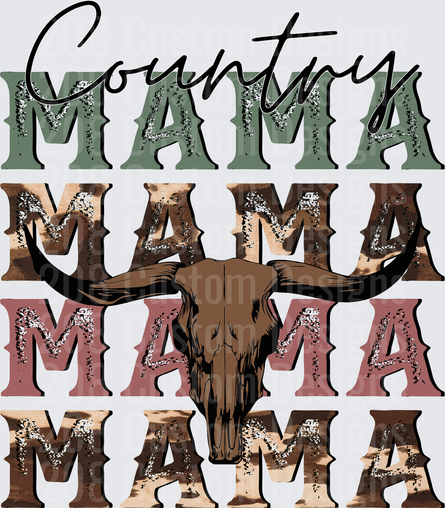 Country Mama Bull Skull Western