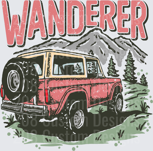 Wanderer Vintage Off-Road Truck Mountain Adventure Scene